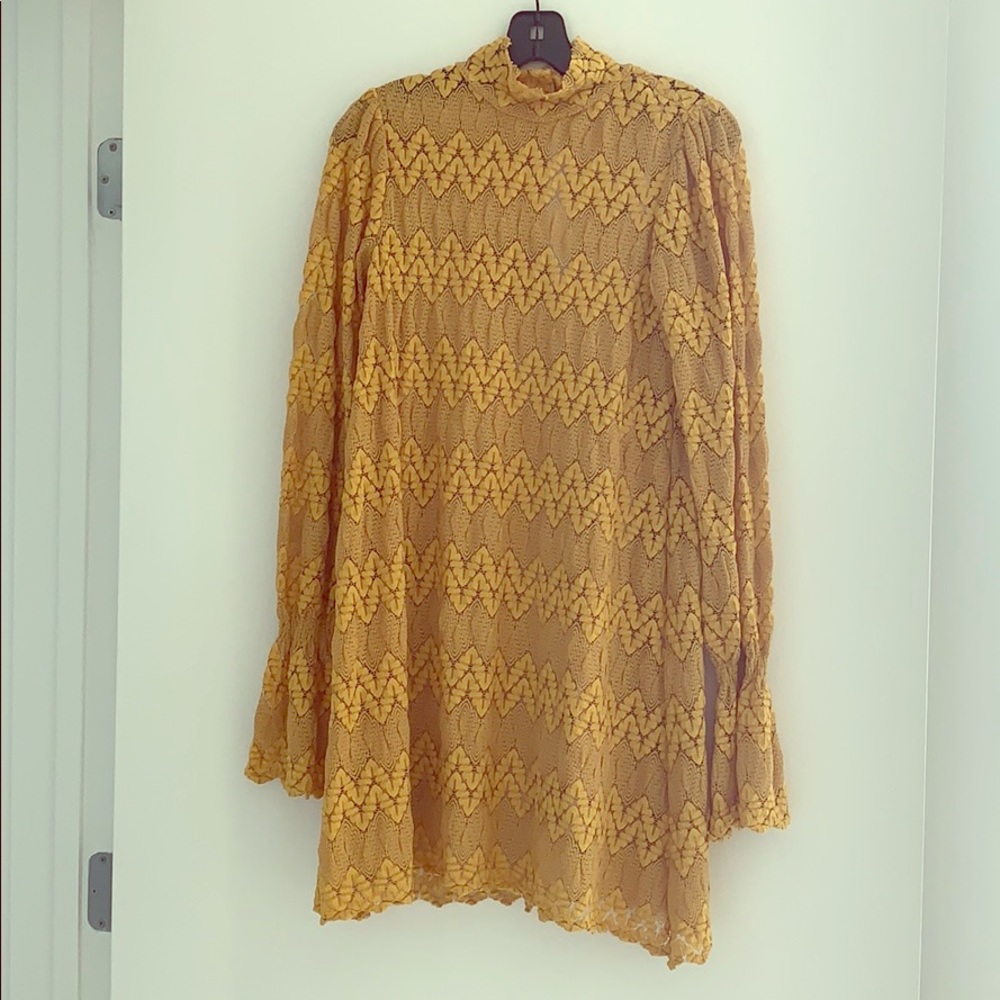 Gold lace free people dress